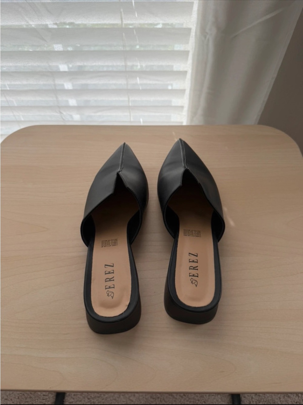 🎀EREZ Black Pointed Slip-On Mule Heels for Women